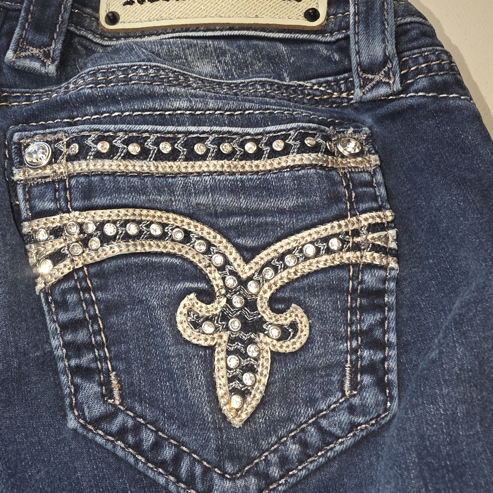 Rock Revival Chereen Easy Bootcut Jeans Embellished Rhinestone Flare Stretch - Picture 8 of 15